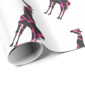 Giraffe Hot Pink und Black Silhouette Geschenkpapier (Rolleneckpunkt)