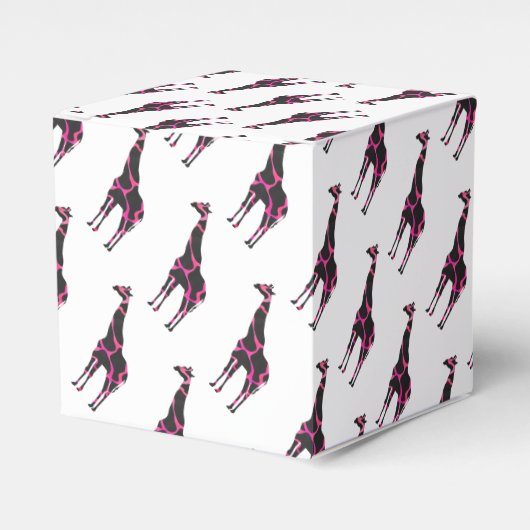 Giraffe Hot Pink und Black Silhouette Geschenkschachtel (Vorderseite)