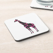 Giraffe Hot Pink und Black Silhouette Getränkeuntersetzer (Linke Seite)