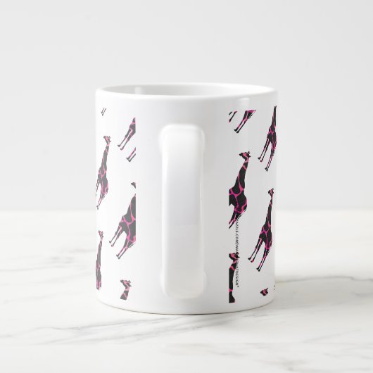 Giraffe Hot Pink und Black Silhouette Jumbo-Tasse (Rückseite)