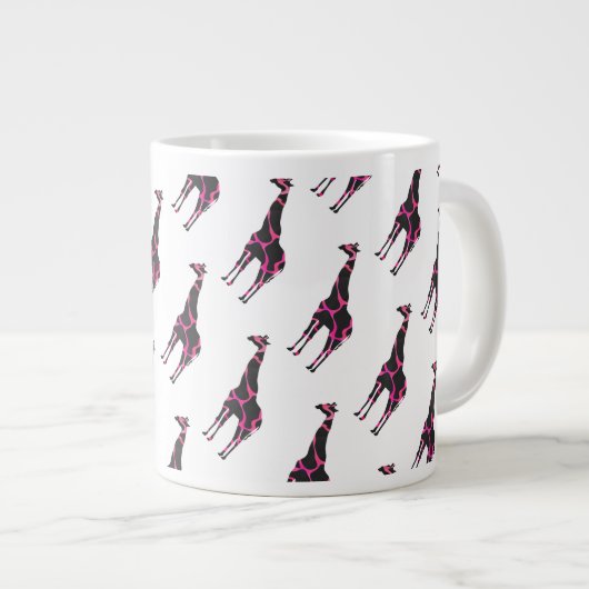 Giraffe Hot Pink und Black Silhouette Jumbo-Tasse (Vorderseite Rechts)