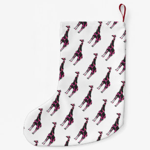 Giraffe Hot Pink und Black Silhouette Kleiner Weihnachtsstrumpf
