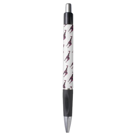 Giraffe Hot Pink und Black Silhouette Kugelschreiber (Vorderseite Vertikal)
