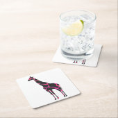 Giraffe Hot Pink und Black Silhouette Rechteckiger Pappuntersetzer (Vor Ort)