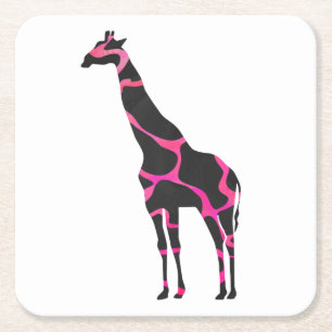 Giraffe Hot Pink und Black Silhouette Rechteckiger Pappuntersetzer