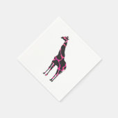 Giraffe Hot Pink und Black Silhouette Serviette (Ecke)