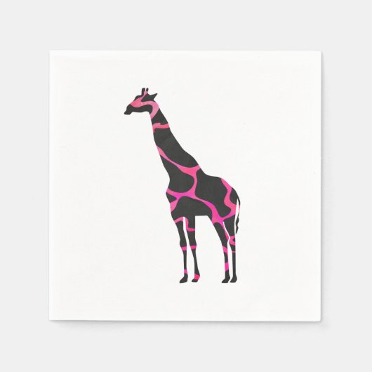 Giraffe Hot Pink und Black Silhouette Serviette (Vorderseite)