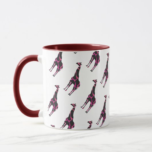 Giraffe Hot Pink und Black Silhouette Tasse (Links)