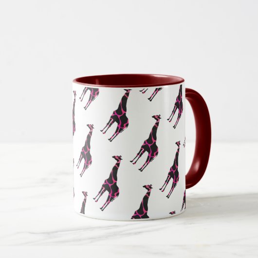 Giraffe Hot Pink und Black Silhouette Tasse (VorderseiteRechts)