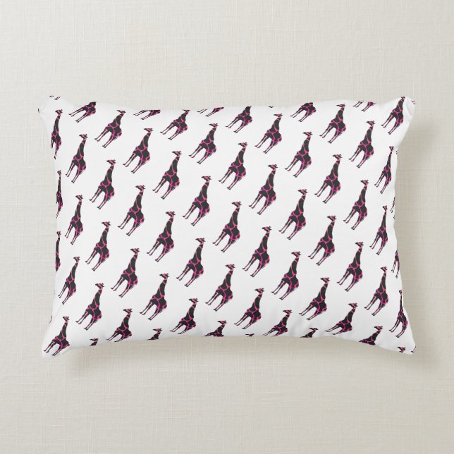 Giraffe Hot Pink und Black Silhouette Zierkissen (Vorderseite)