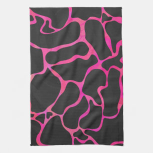 Giraffe Hot Pink und Schwarz Druck Geschirrtuch