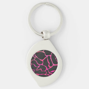 Giraffe Hot Pink und Schwarz Druck Schlüsselanhänger
