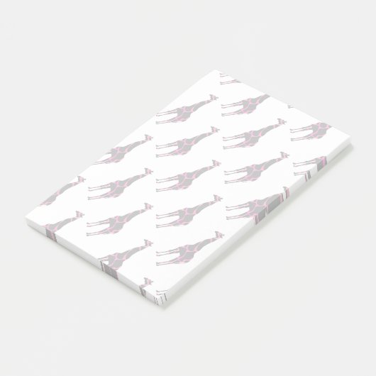 Giraffe Hot Pink und Schwarze Silhouette Post-it Klebezettel (angewinkelt)