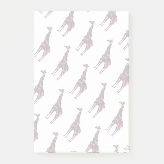 Giraffe Hot Pink und Schwarze Silhouette Post-it Klebezettel (Vorderseite)