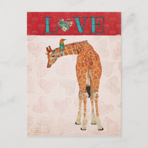 GIRAFFE & HUMMINGBIRD LIEBE Postkarte