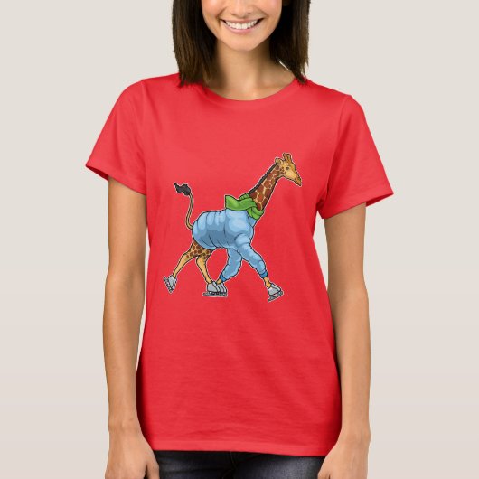 Giraffe Ice Skaten Ice Skate T-Shirt (Vorderseite)