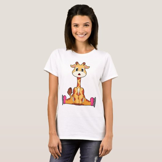 Giraffe Ice skating Ice skates Winter sports T-Shirt (Vorne ganz)