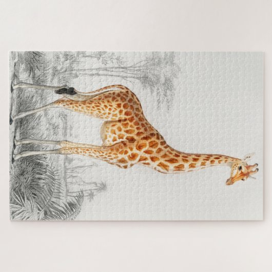 Giraffe Illustration Vintage Kunstdrucke Puzzle (Horizontal)