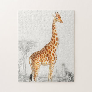 Giraffe Illustration Vintage Kunstdrucke Puzzle