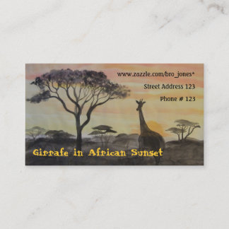 Giraffe im afrikanischen Sonnenuntergang Visitenkarte