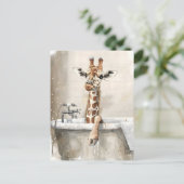 Giraffe im Bad. Postkarte (Stehend Vorderseite)