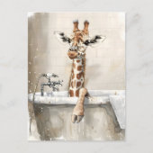 Giraffe im Bad. Postkarte (Vorderseite)
