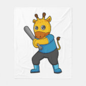 Giraffe im Baseball mit Baseballschläger Fleecedecke (Vorderseite)