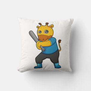 Giraffe im Baseball mit Baseballschläger Kissen
