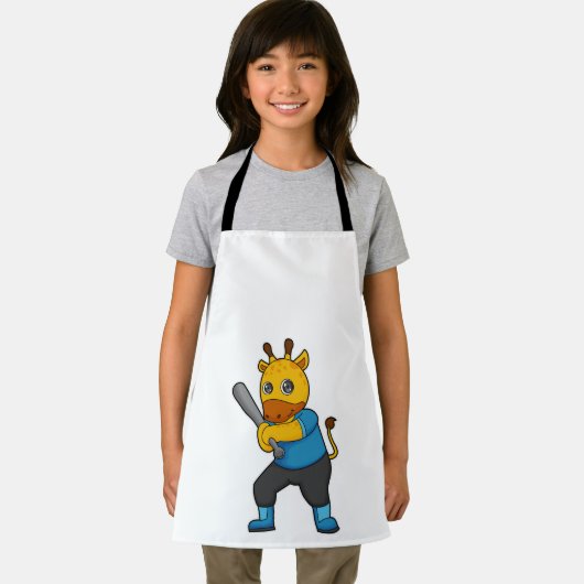 Giraffe im Baseball mit Baseballschläger Schürze (Insitu)