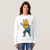Giraffe im Baseball mit Baseballschläger Sweatshirt (Vorne ganz)