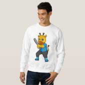 Giraffe im Baseball mit Baseballschläger Sweatshirt (Vorne ganz)