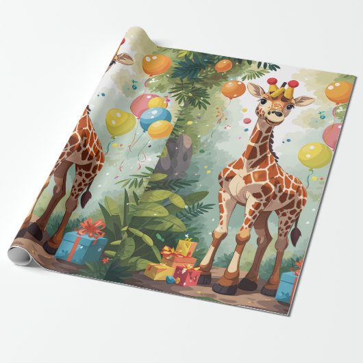 Giraffe im Dschungel lächeln | Schleifpapier Geschenkpapier (Ungerollt)
