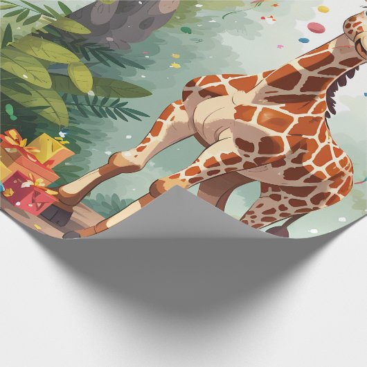 Giraffe im Dschungel lächeln | Schleifpapier Geschenkpapier (Ecke)