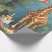 Giraffe im Dschungel mit Kuchen | Schleifpapier Geschenkpapier (Ecke)