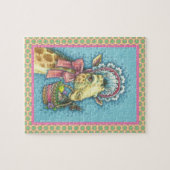 GIRAFFE IM FRÜHJAHRE OSTERBONNET, EGG BASKET PUZZL PUZZLE (Horizontal)