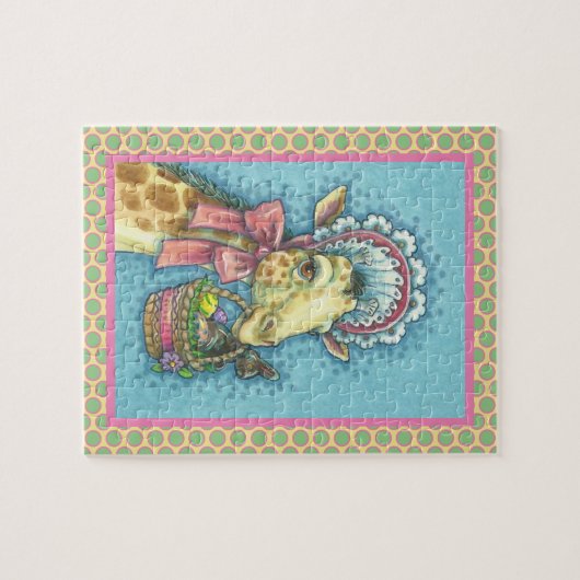 GIRAFFE IM FRÜHJAHRE OSTERBONNET, EGG BASKET PUZZL PUZZLE (Horizontal)