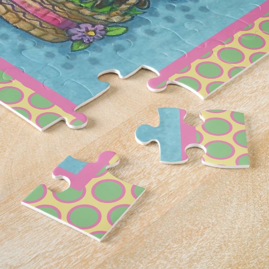 GIRAFFE IM FRÜHJAHRE OSTERBONNET, EGG BASKET PUZZL PUZZLE (Seite)