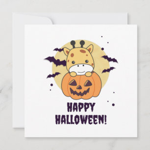 Giraffe im Kürbis Süße Giraffen Frohes Halloween Einladung