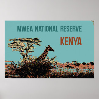 Giraffe im Mwea National Reserve, Kenia Poster