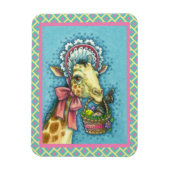 GIRAFFE IM NIEDLICHEN FRÜHJAHRESBONNET, EGG BASKET MAGNET (Vertikal)