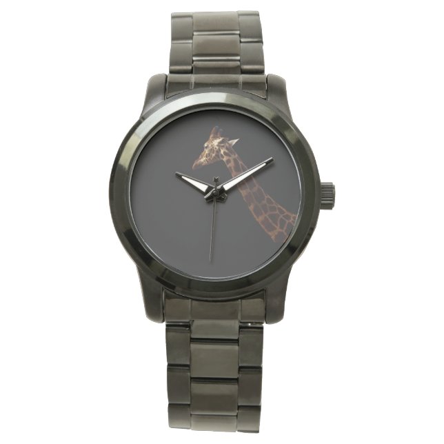 Giraffe im schwarzen Hintergrund, Armbanduhr (Vorderseite)