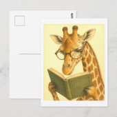 Giraffe im Vintage-Stil lesend Postkarte (Vorne/Hinten)