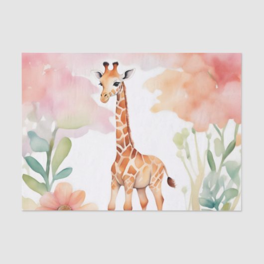 Giraffe im Wasserfarbenfeld von Blume Seidenpapier (Vorderseite)