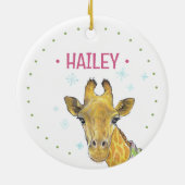 Giraffe im Weihnachtsschal Niedlicher Winter Tierk Keramik Ornament (Hinten)