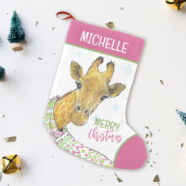 Giraffe im Weihnachtsschal Niedlicher Winter Tierk Kleiner Weihnachtsstrumpf