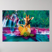 Giraffe in a Banana with orange and Kiwi Fruits Poster (Vorne)