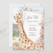 Giraffe in African Savannah Birthday Party Einladung (Vorderseite)