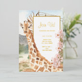 Giraffe in African Savannah Birthday Party Gold Folieneinladung (Stehend vorne)