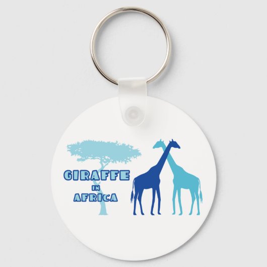 Giraffe in Afrika (blau) Schlüsselanhänger (Vorderseite)