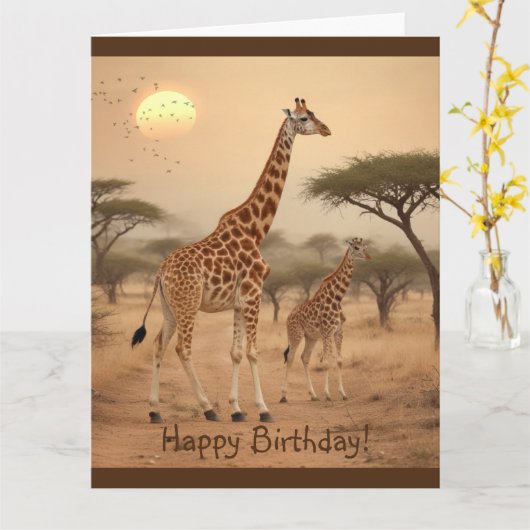 Giraffe in Afrika Karte (Gelbe Blume)